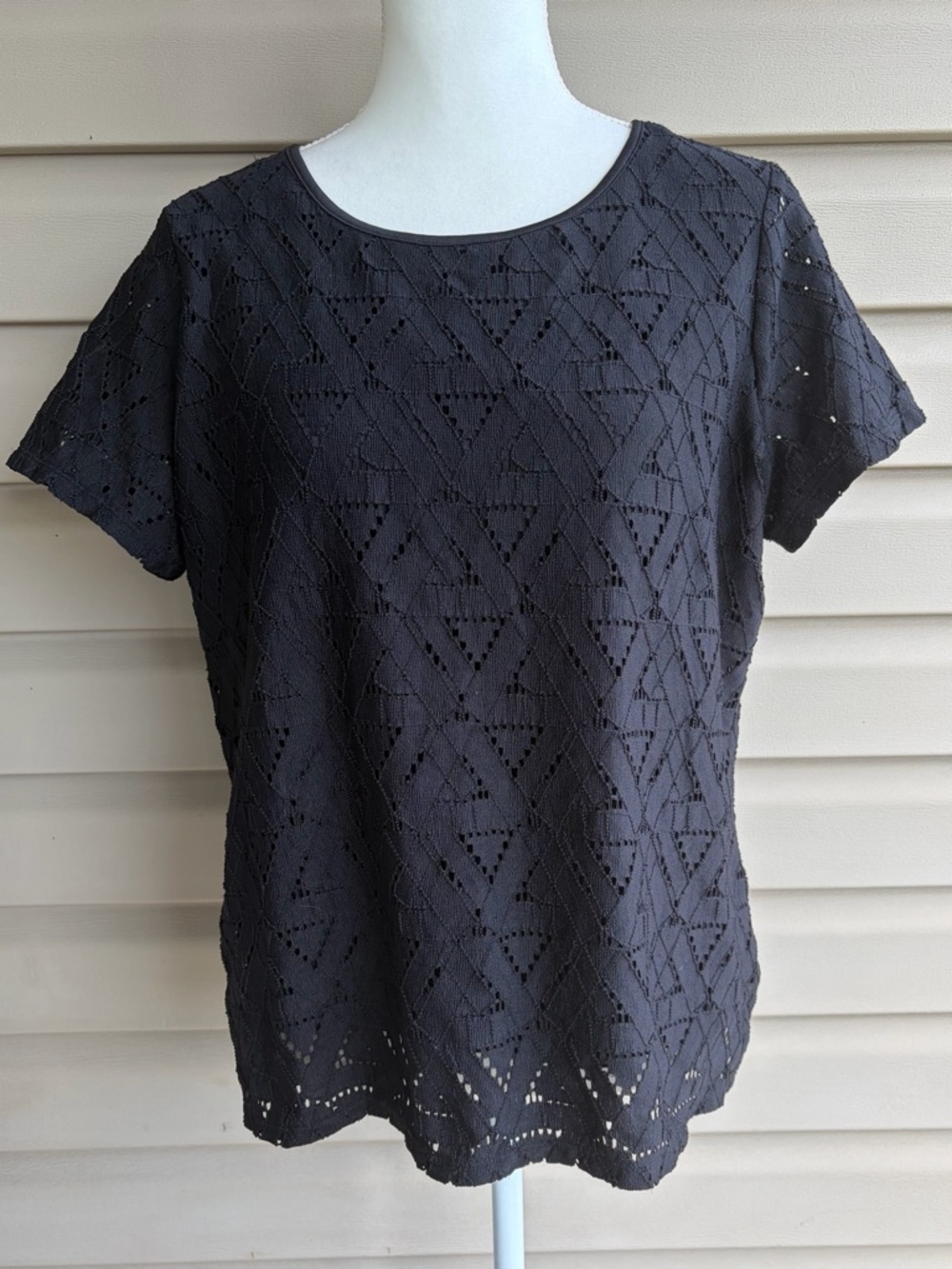 •Marc New York Andrew Marc• Black Lace Overlay Top - Size Large